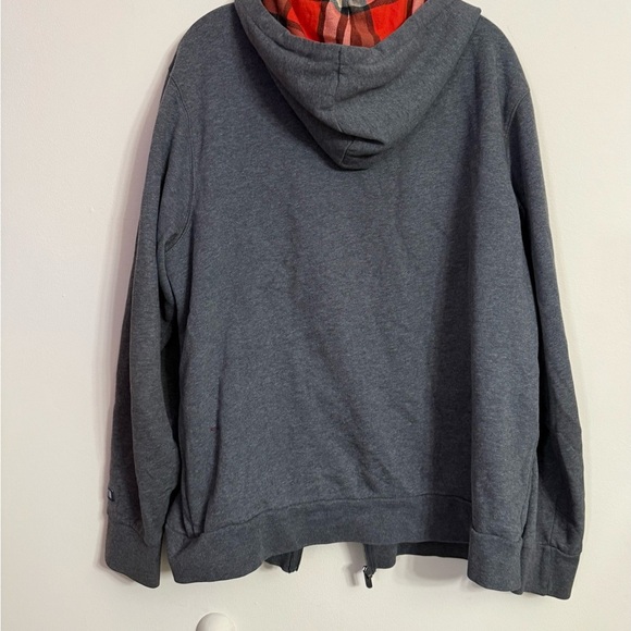 THE NORTH FACE Hoodie Men's XL Gray Full Zip Red Plaid Lined Pockets - Picture 5 of 5